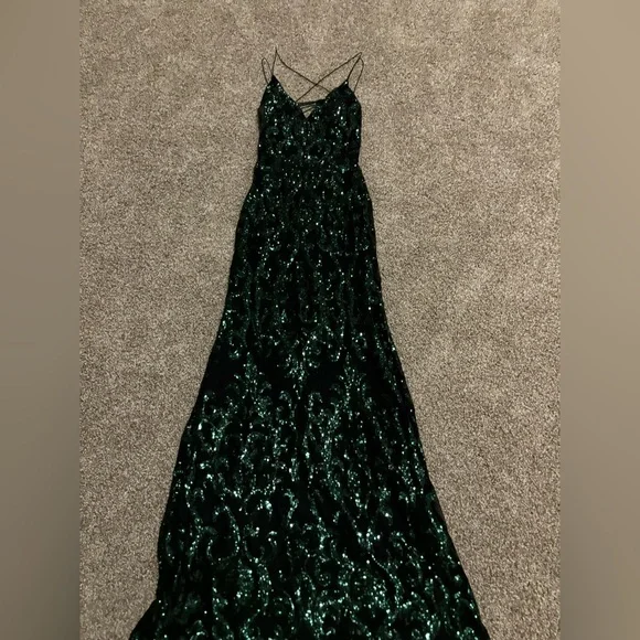 Dresses | Hunter Green Backless Dress V Line Dress Wore Once Perfect  Condition